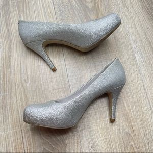 Silver sparkly glitter heels, MADDEN GIRL